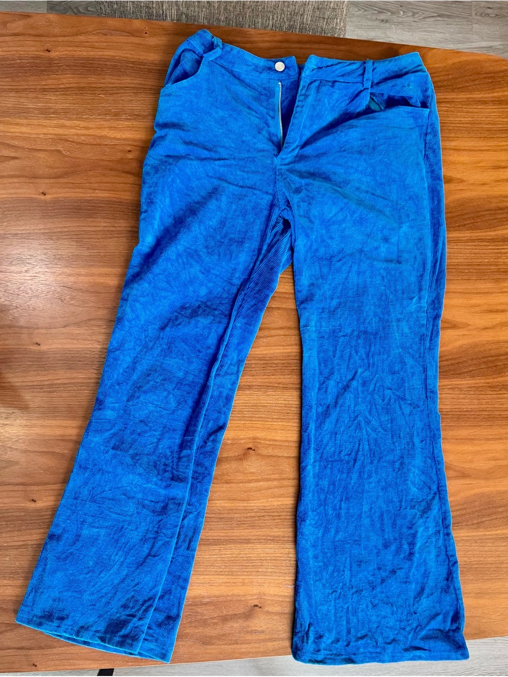 Le Lis Bright Blue Corduroy Flared Pants
